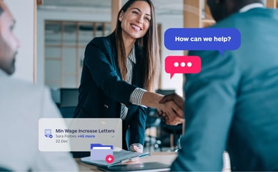Employee shaking hands with Manager