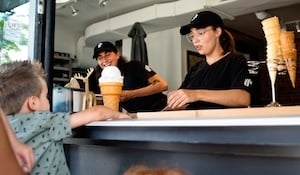 workers in an ice cream shop