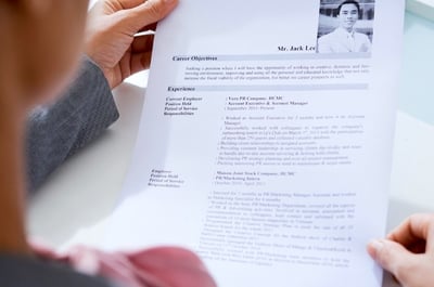 Woman reading resume