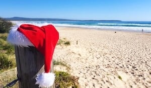 Image of Santa's hat at the beach